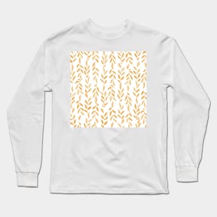 Yellow Minimal Leaves Pattern Long Sleeve T-Shirt
